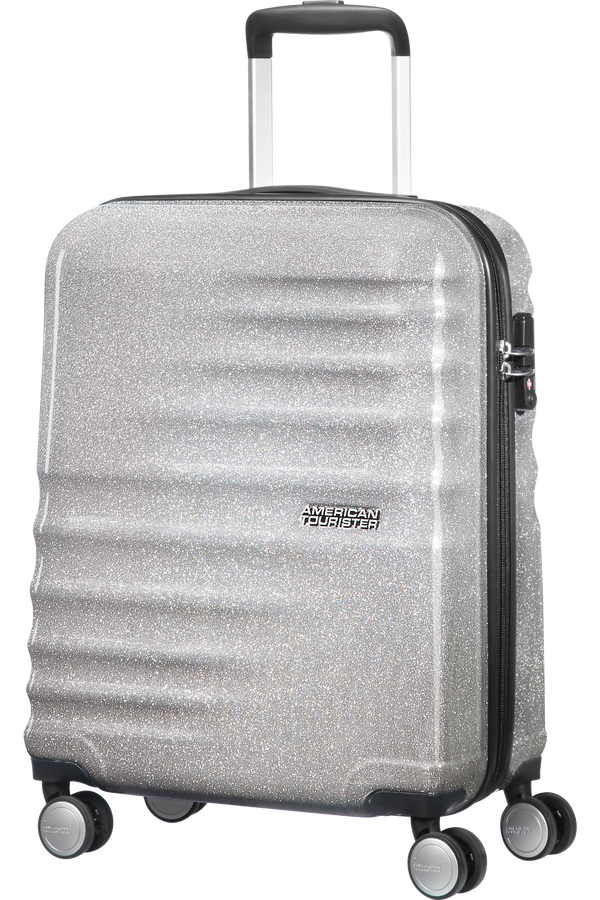 American Tourister Wavebreaker Spinner 55cm  Silver Sparkle