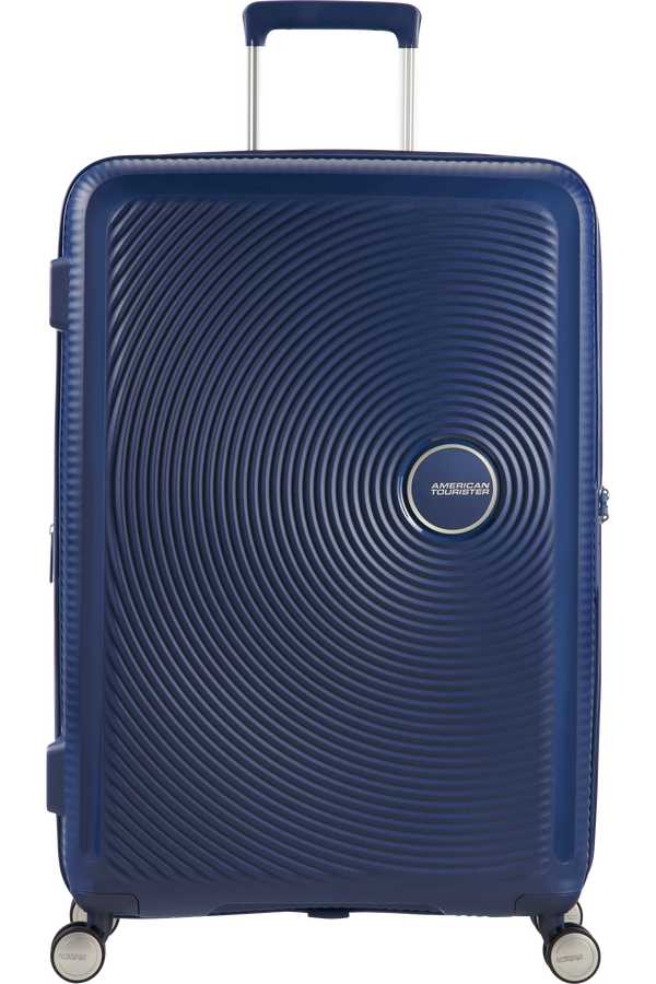 American Tourister Soundbox Spinner extensible 67cm Bleu marine fonc&eacute;