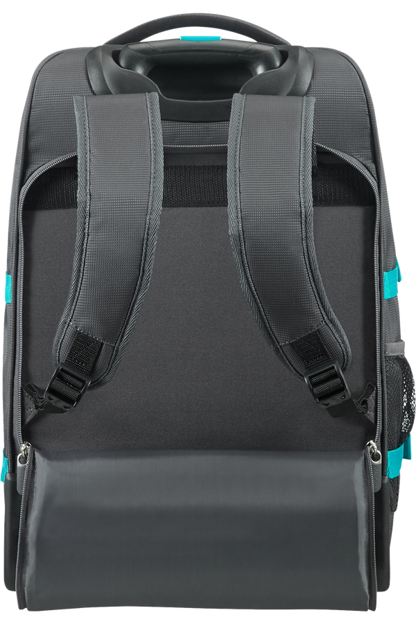 American Tourister Road Quest Sac à dos ordinateur avec roulettes 39.6cm/15.6inch  Grey/Turquoise