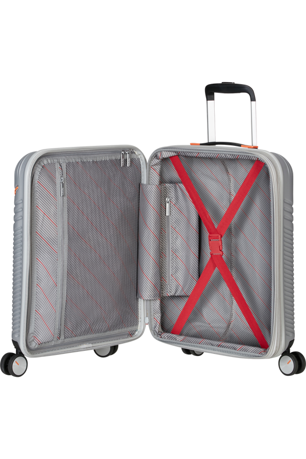 American Tourister Triple Trace Spinner TSA Expandable 55cm  Silver/Orange