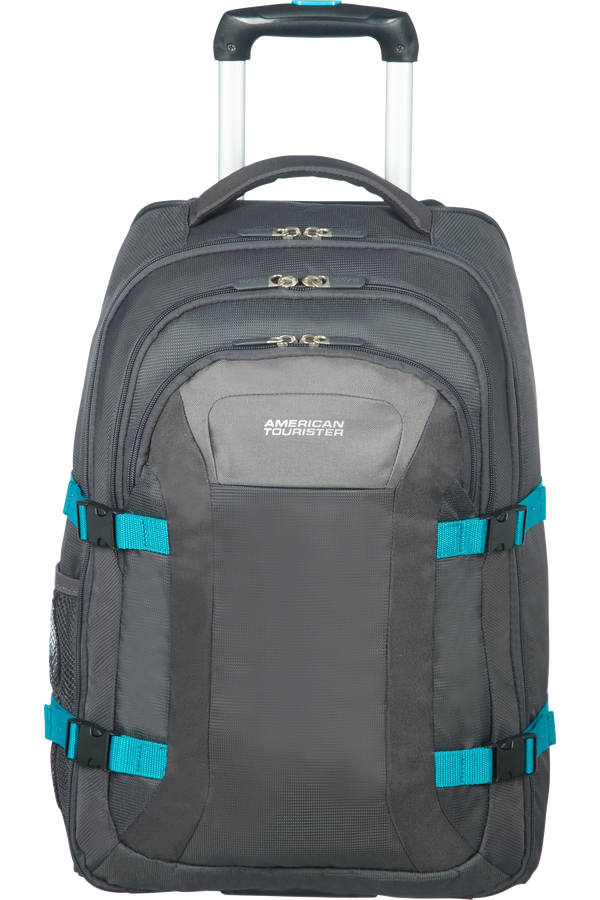 American Tourister Road Quest Sac à dos ordinateur avec roulettes 39.6cm/15.6inch  Grey/Turquoise