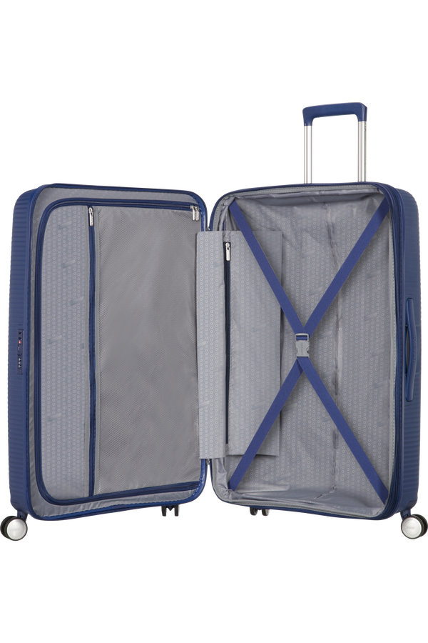 American Tourister Soundbox Spinner extensible 67cm Bleu marine fonc&eacute;